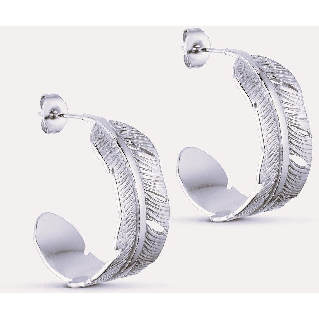 Leafy hoops Silver colour plated Wolff Jewelry