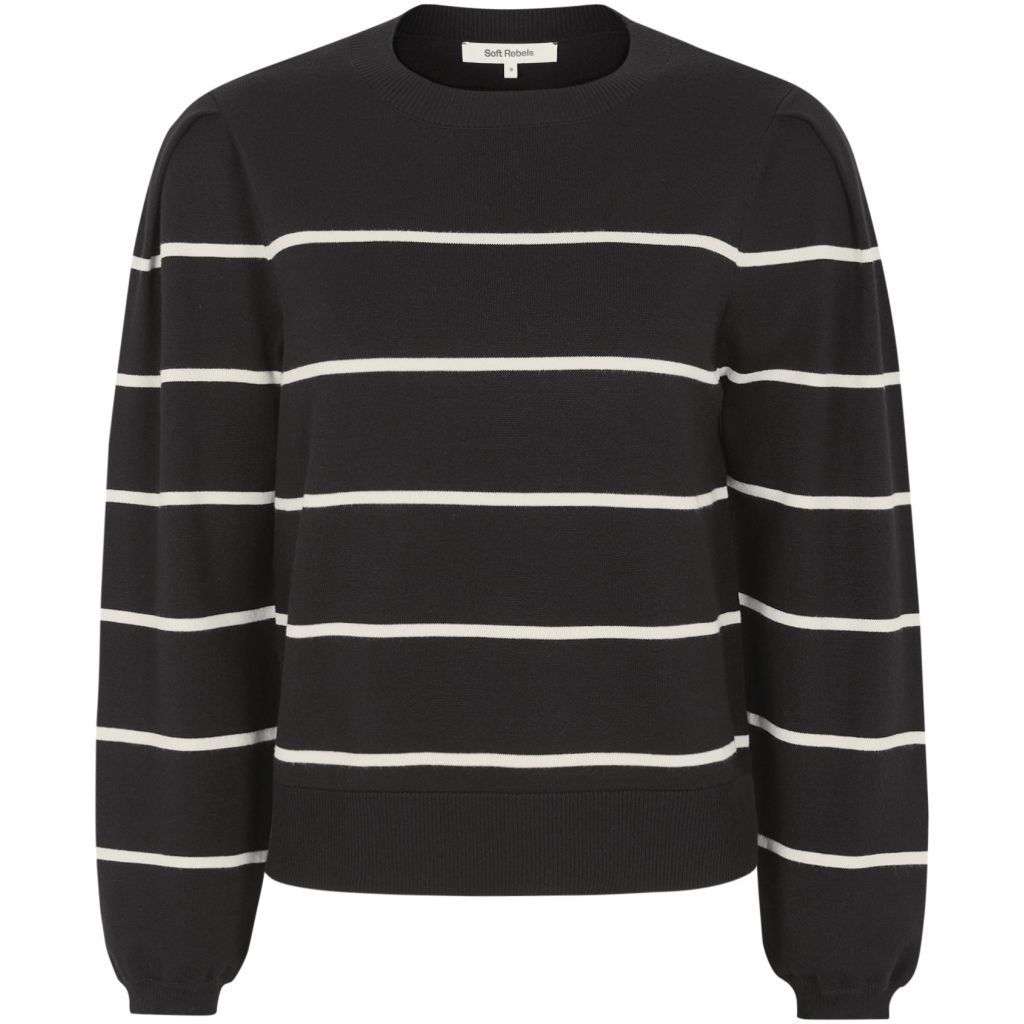 SRMarla o neck stripe knit Black Soft Rebels