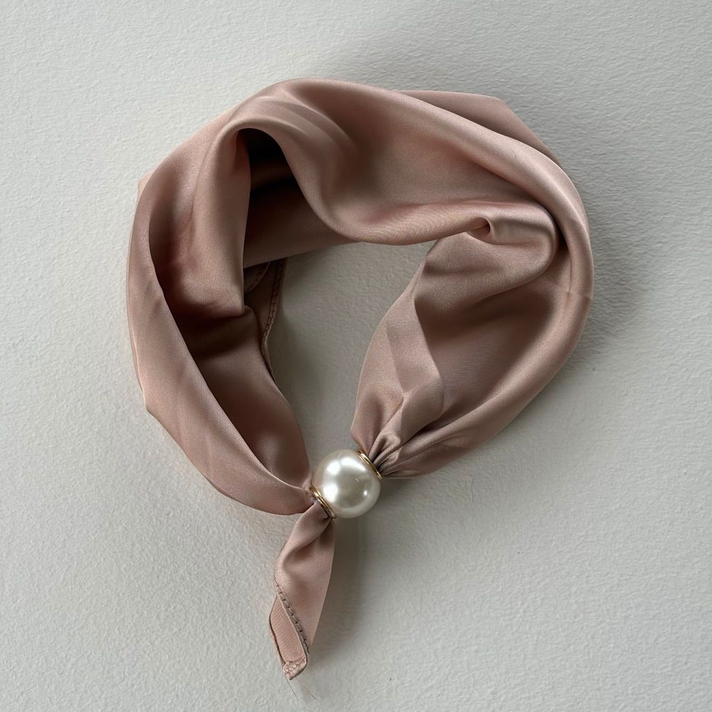 Tørklæde M/ perle magnetlås sand ThreeM