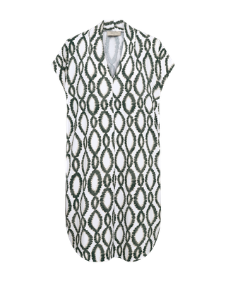 FQFloi Dress (White w. Dark Forrest) Freequent