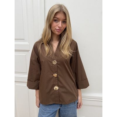 Augusta big gold buttons brun Continue