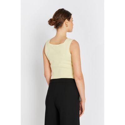 RDF833Noa Reverse Knit Top (Soft Yellow) Rue de Femme