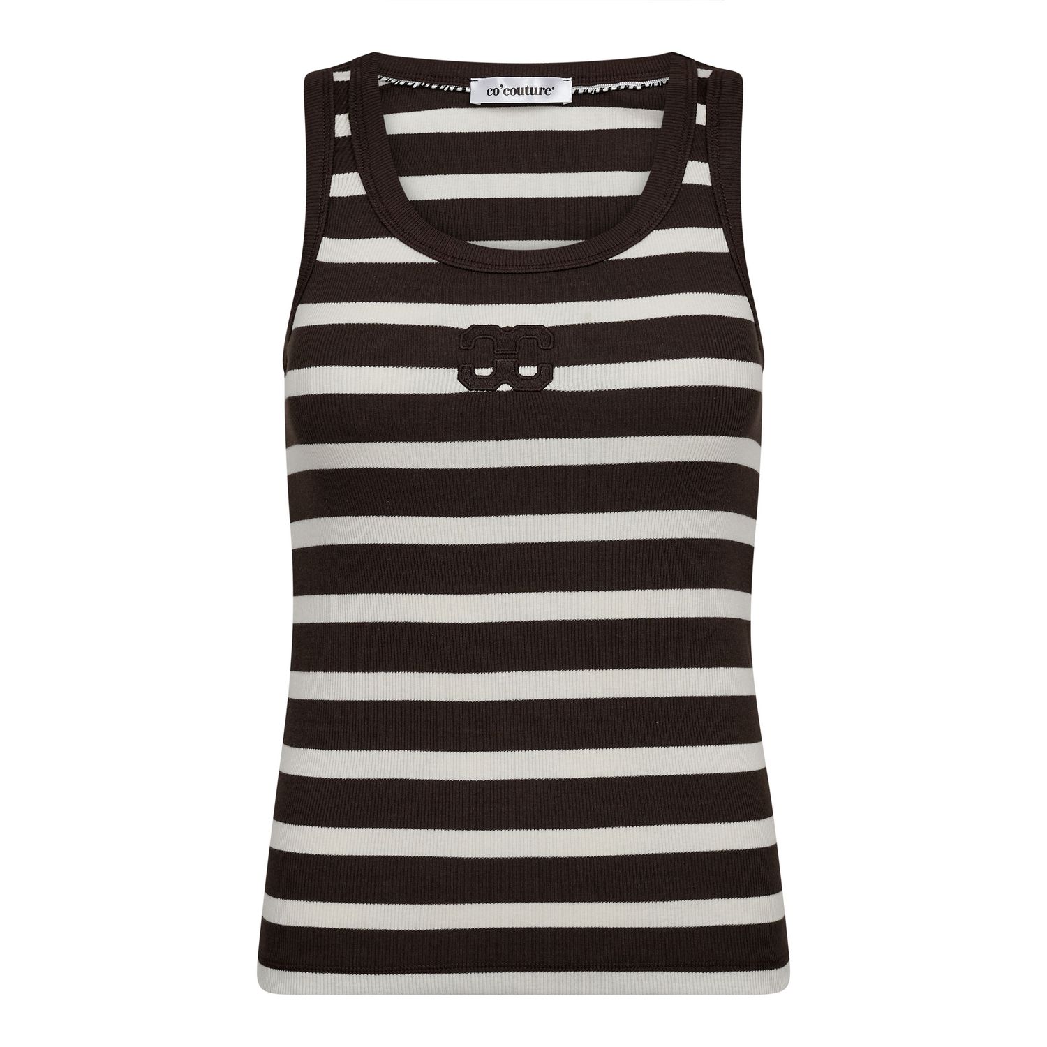 33207 GrannyCC Rib Emb. Tank Top brown Co`couture