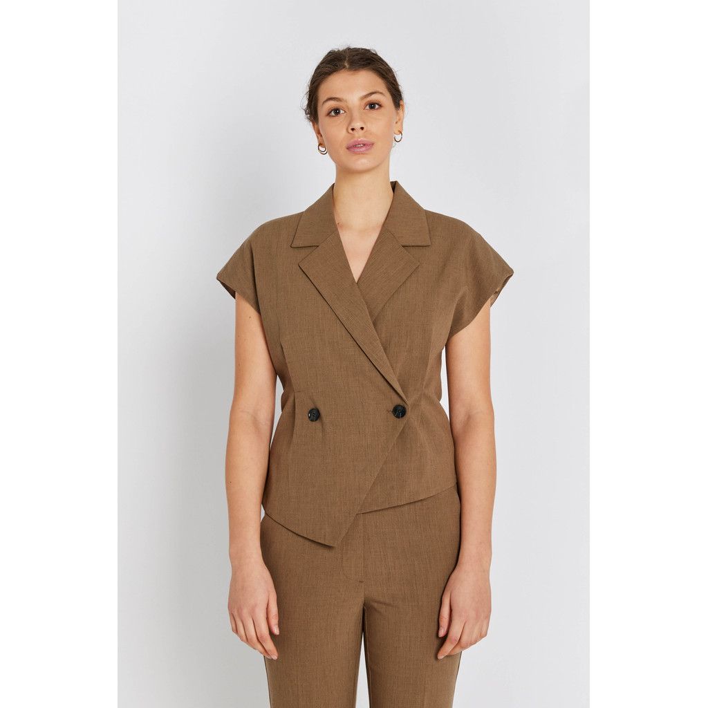 7099RDFSolveig vest (Dark-Sand) Rue de Femme