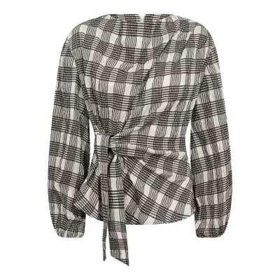 ChandlerCC Check Tie Blouse (Bone) Co'Couture