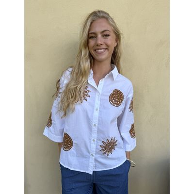 Emilia white w. brown broderi Continue