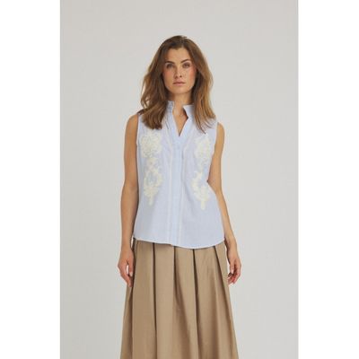 Aleksandrine top light blue strip Luxzuz