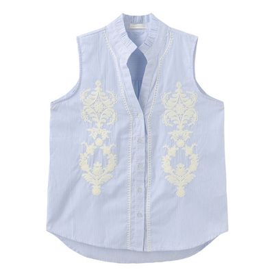 Aleksandrine top light blue strip Luxzuz