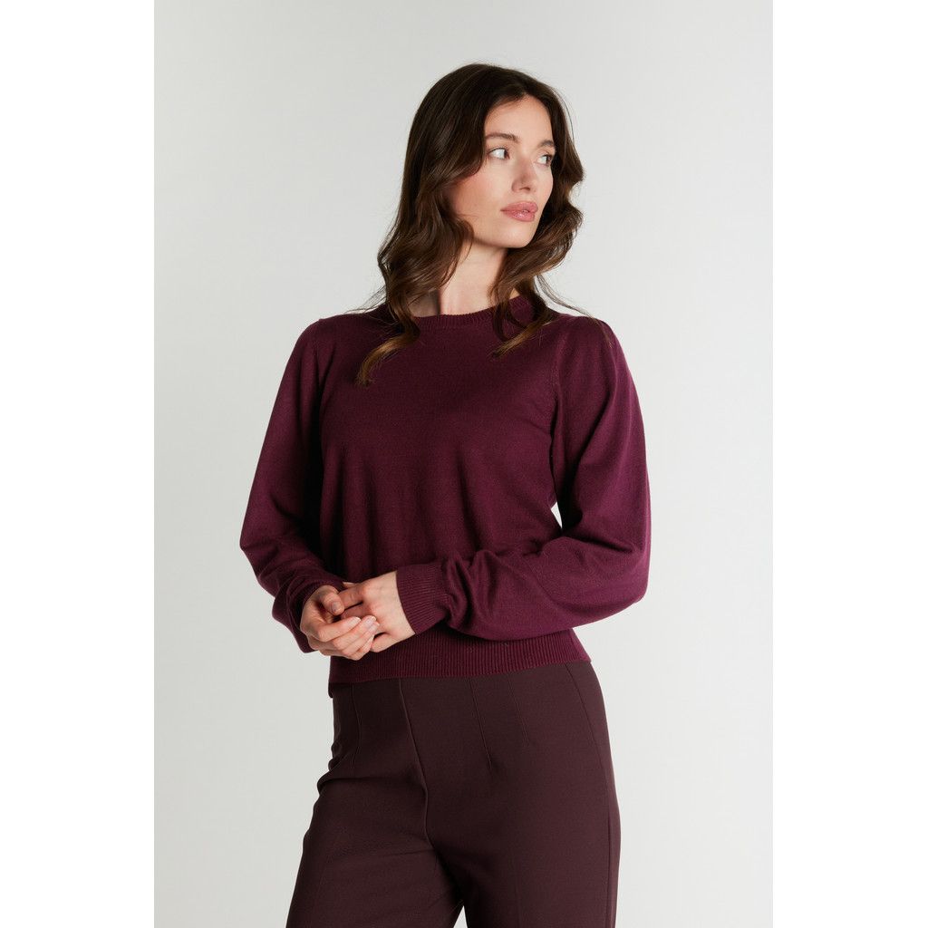 7493RDFSorrel LS knit (Merlot) Rue de Femme
