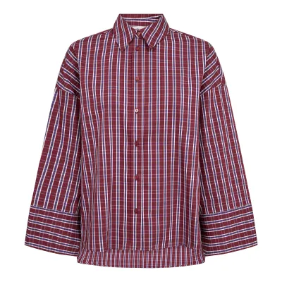 ReneeCC Check Cuff Shirt Berry red Co'Couture