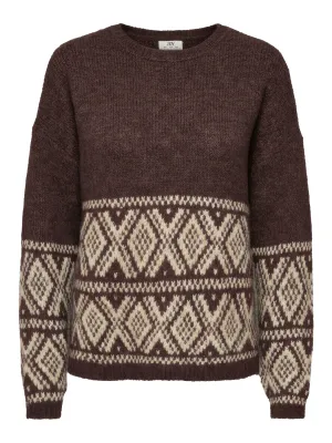 JDYDina L/S On Faroe Island Pullover Knit (Coffee Bean) JDY