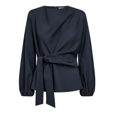 LunaCC Tie Blouse (Navy) Co'Couture
