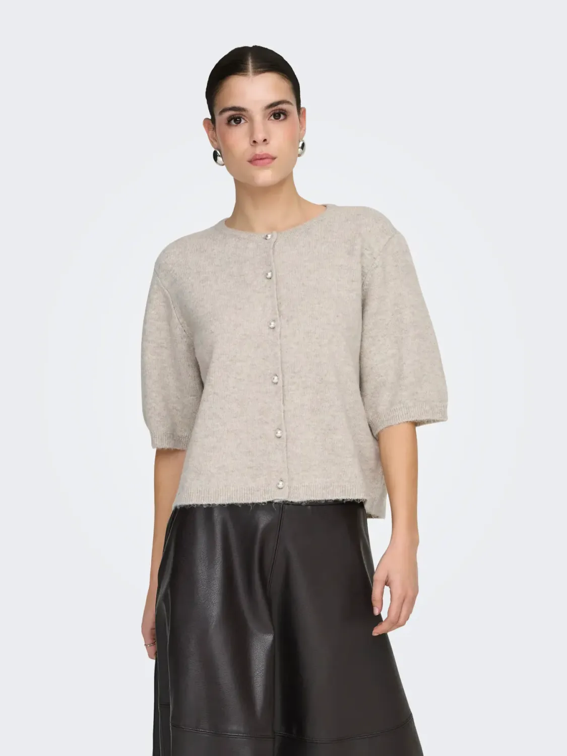 JDYRue Life 2/4 Pearl Cardigan Knit (Chateau Gray/Melange) JDY
