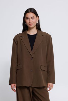 IHFava Oversize Blazer (Slate Black Melange Brown) ICHI