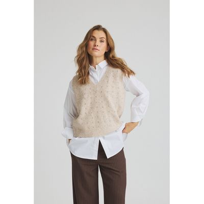 Zannie Knit Vest (Sesame) Luxzuz