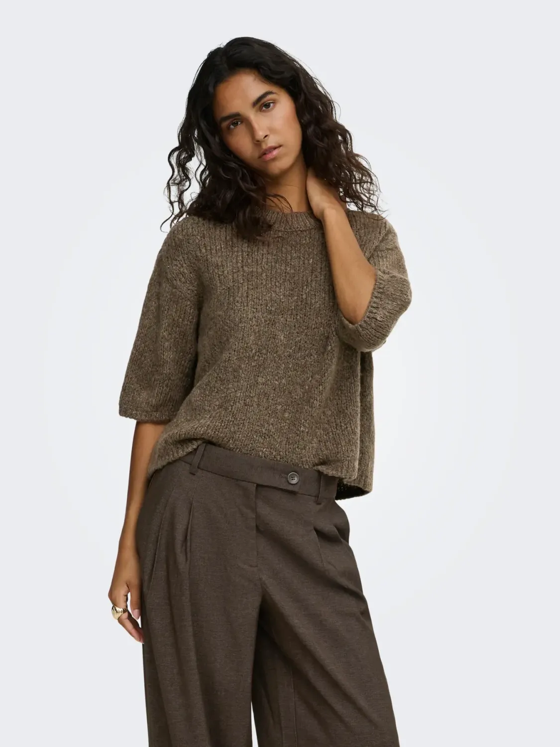 JDYDicte S/S Pull O-Neck Knt. (Shitake) JDY