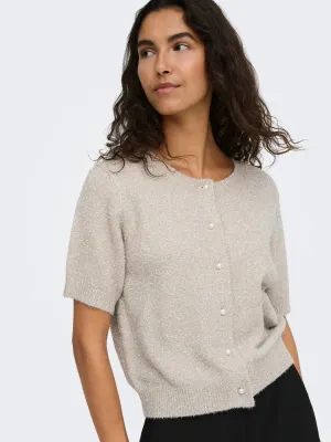 JDYNadine S/S Glitter Cardigan Knt. (Beige W. Silver Lurex) JDY