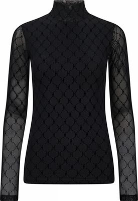 Mesh High Neck Blouse (Black) Hype the detail