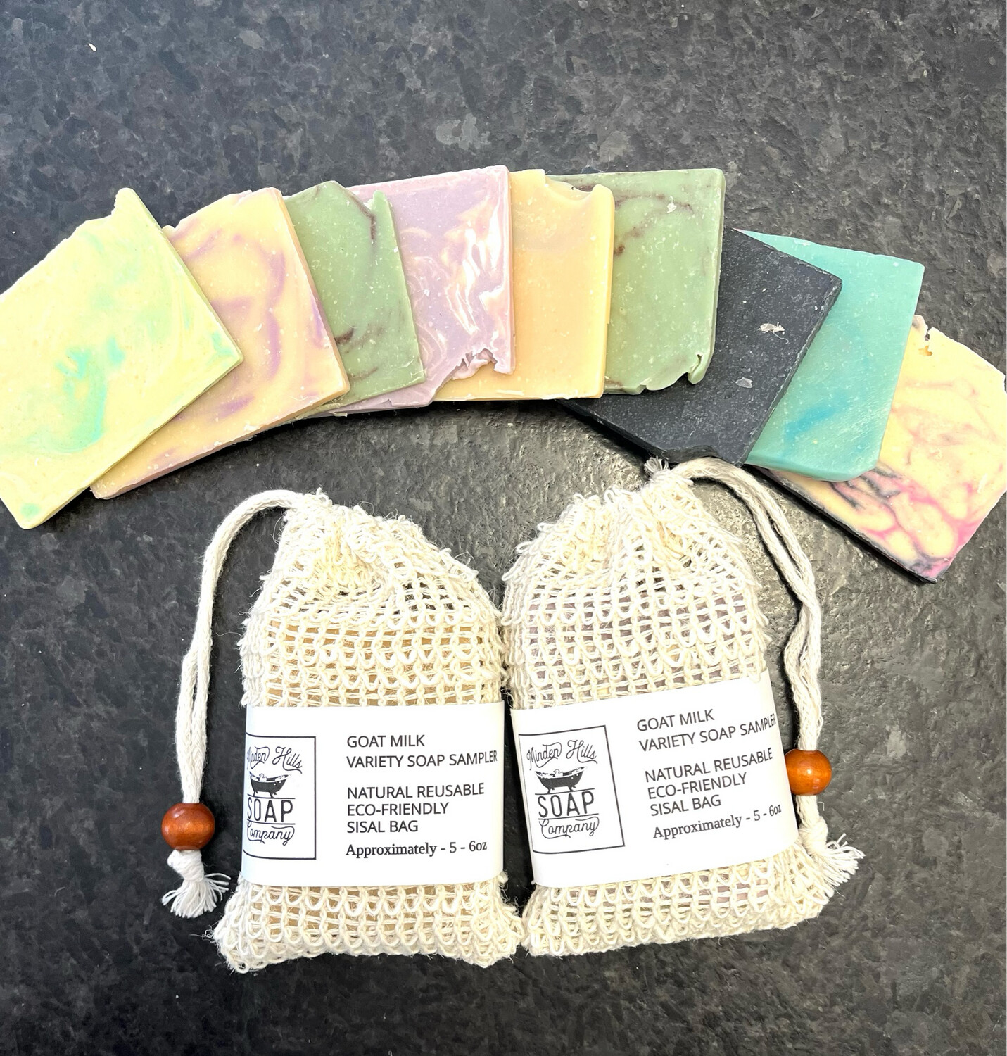 Exfoliating Soap Bag with Goat Milk Soap Pieces