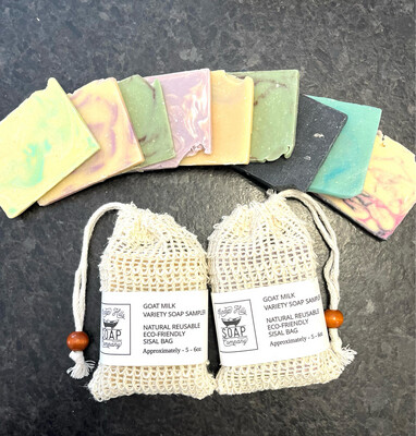 Exfoliating Soap Bag with Goat Milk Soap Pieces