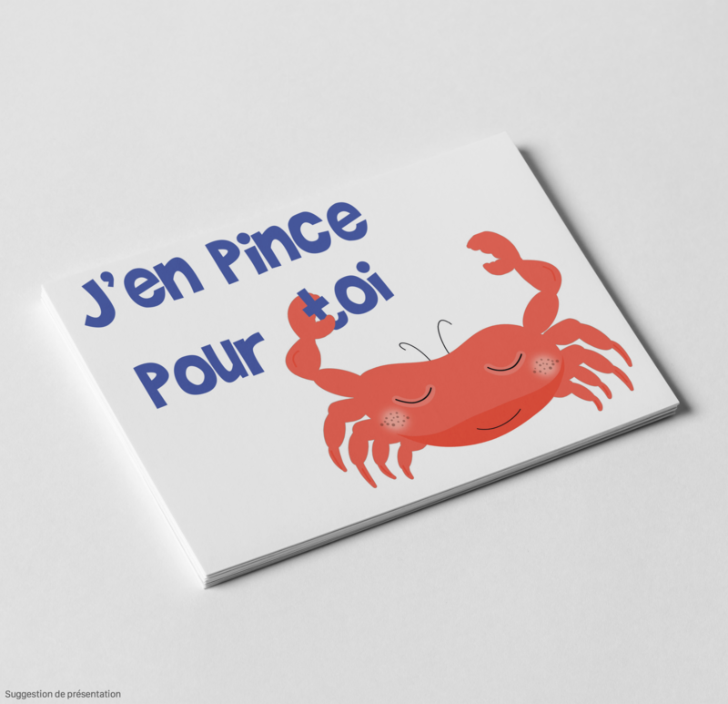 Carte postale avec QR Code : J&#39;en pince pour toi