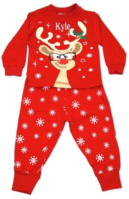 Red personalised Reindeer pyjamas