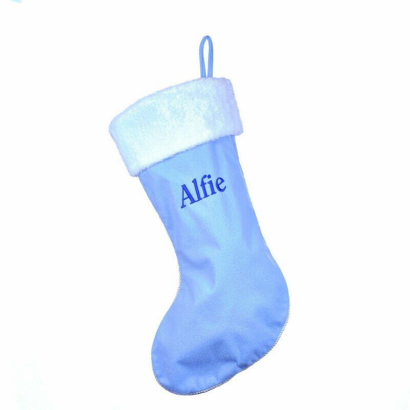 Personalised blue felt Christmas stocking