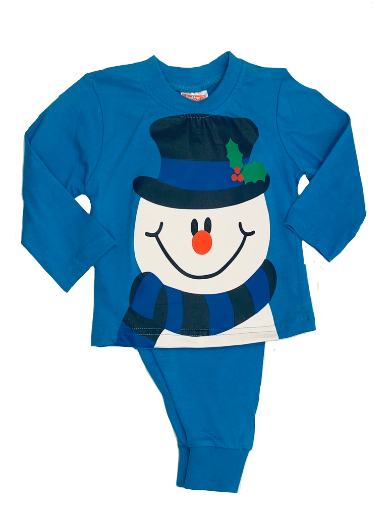 Personalised Blue snowman Christmas pyjamas