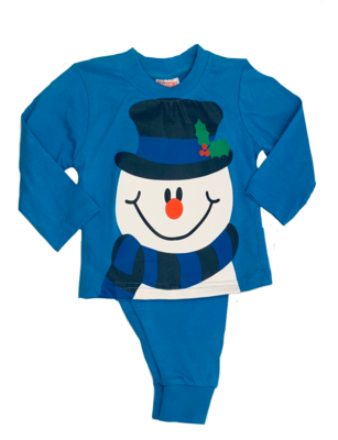 Personalised Blue snowman Christmas  pyjamas