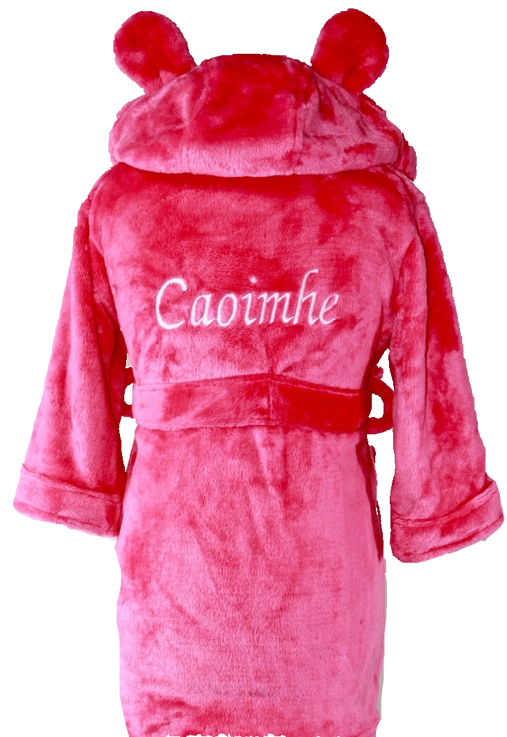 Personalised Cerise Pink  Dressing Gown with Ears