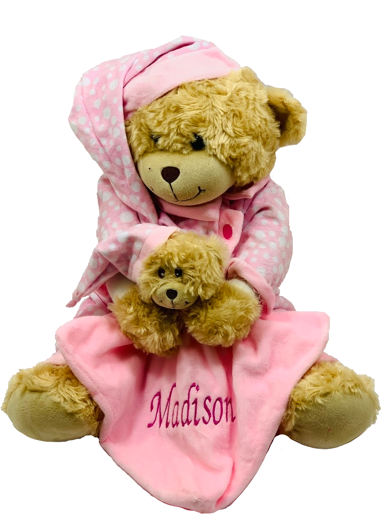 Pink bedtime bear and comforter