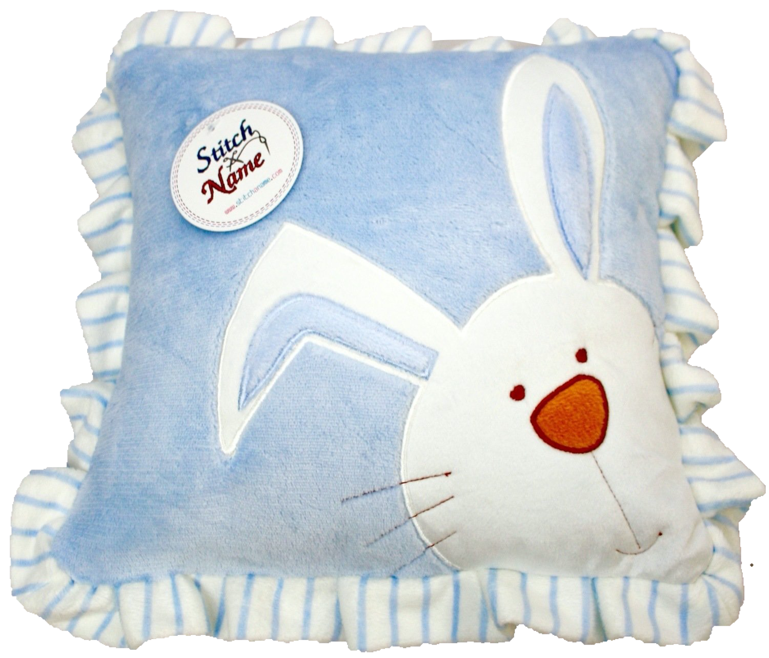 Blue Ruffled Edge Plush Bunny Pillow