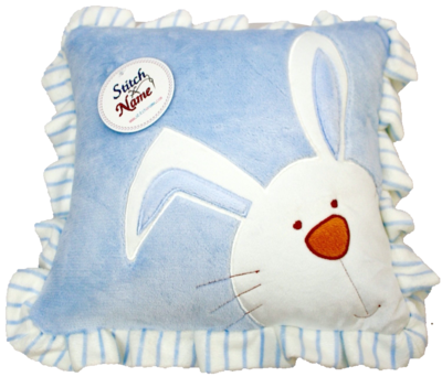Blue Ruffled Edge Plush Bunny Pillow