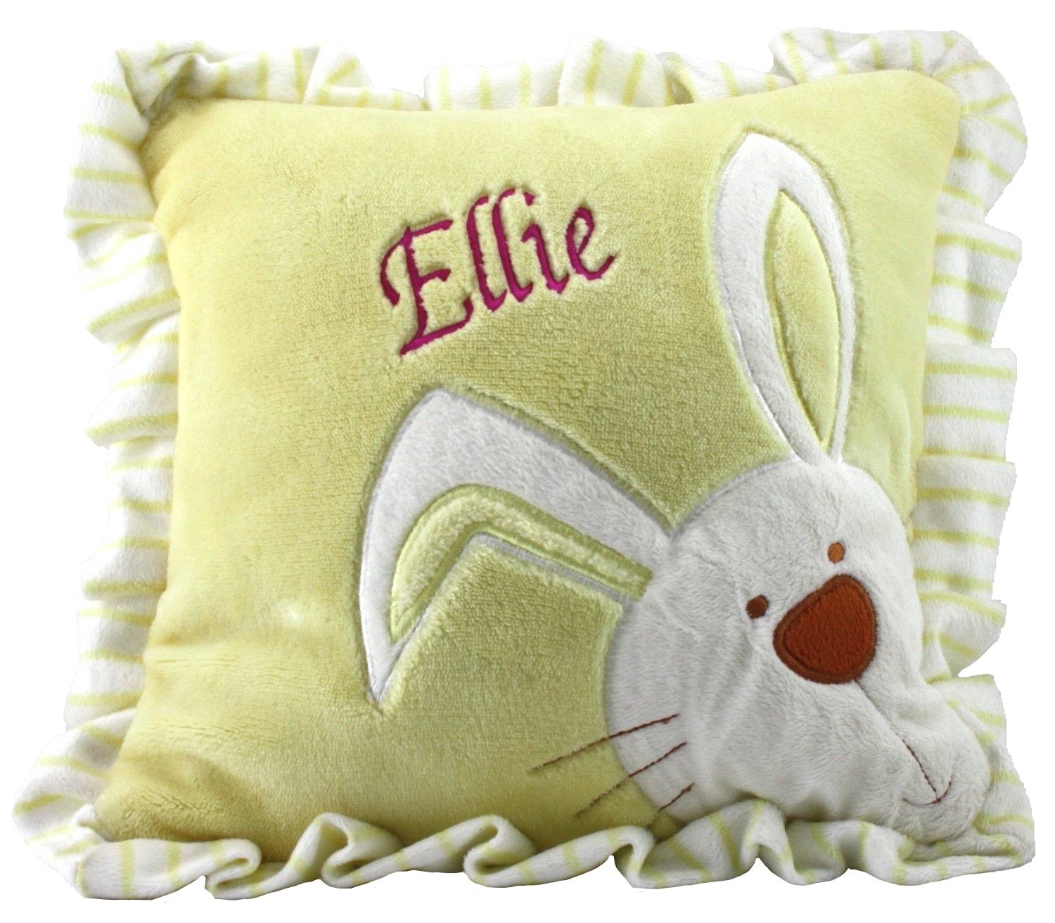 Yellow Ruffled Edge Plush Bunny Pillow