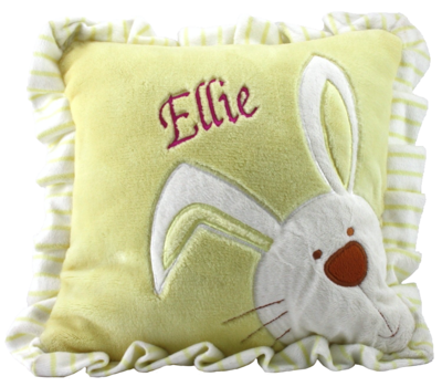 Yellow Ruffled Edge Plush Bunny Pillow