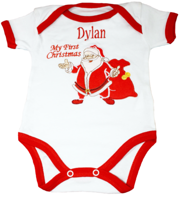 My first Christmas vest with Santa and sack