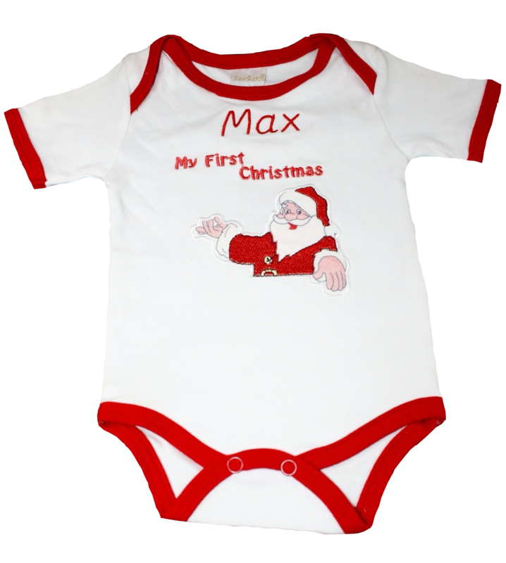 My first christmas vest with santa
