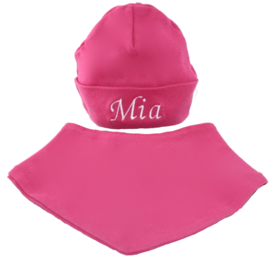 Cerise pink hat and bib set