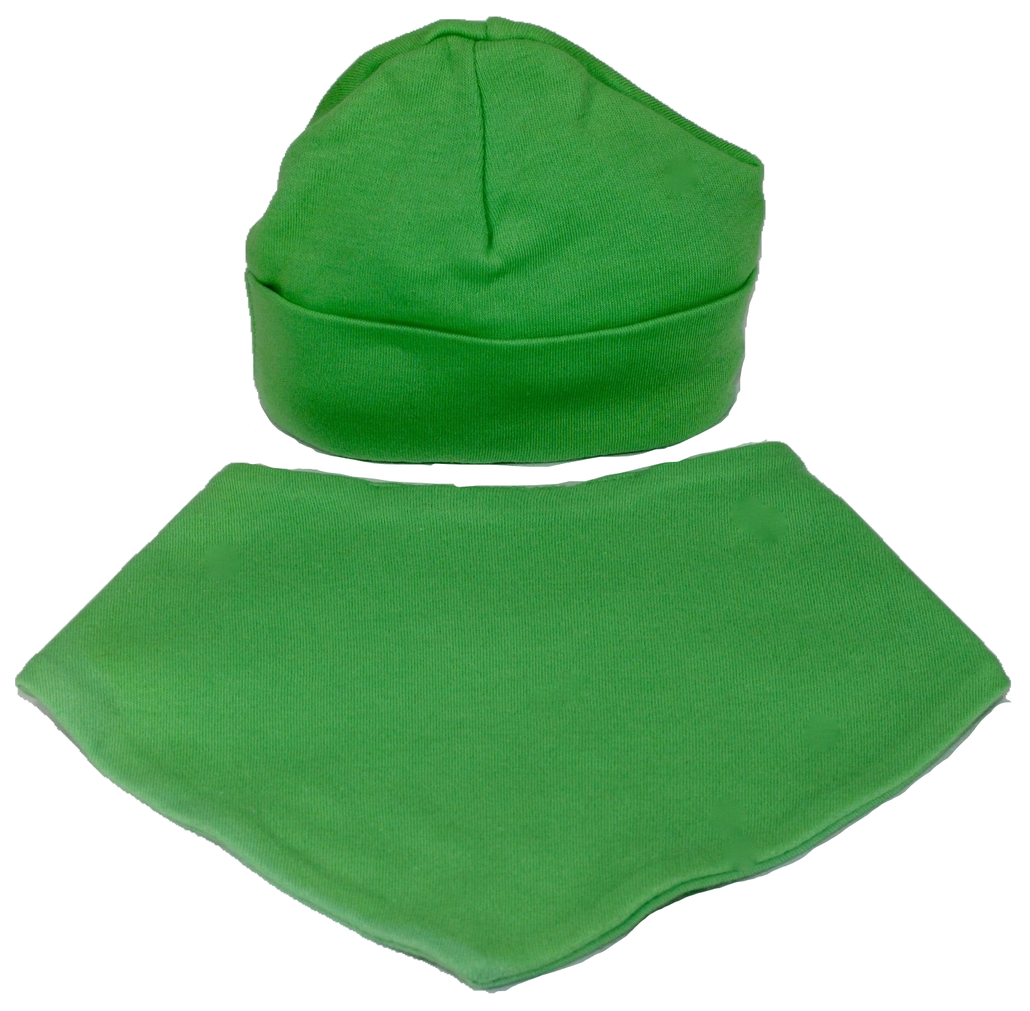 Green hat and bib set