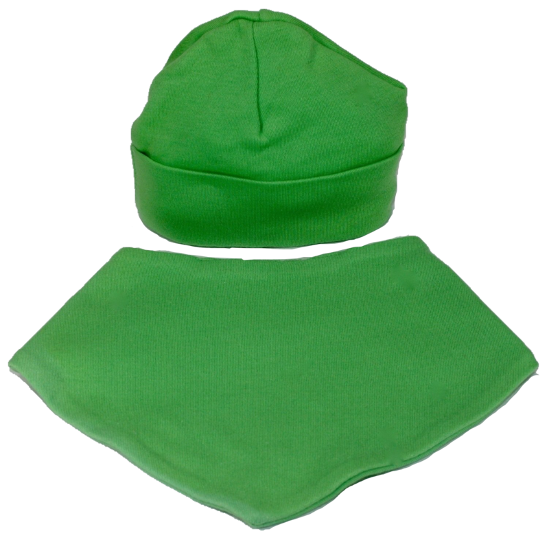 Green hat and bib set