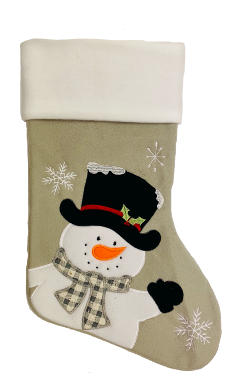 Personalised Grey Snowman Christmas Stocking
