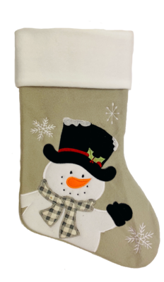 Personalised Grey Snowman Christmas Stocking