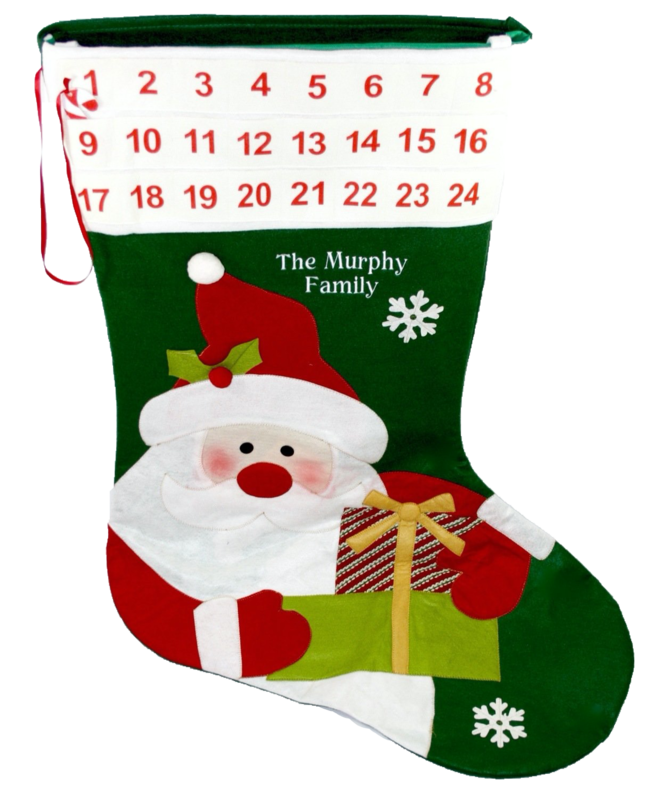 Personalised Extra Large Green Stocking Advent Calendar
