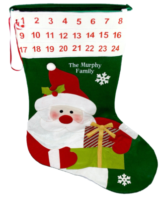Personalised Extra Large Green Stocking Advent Calendar