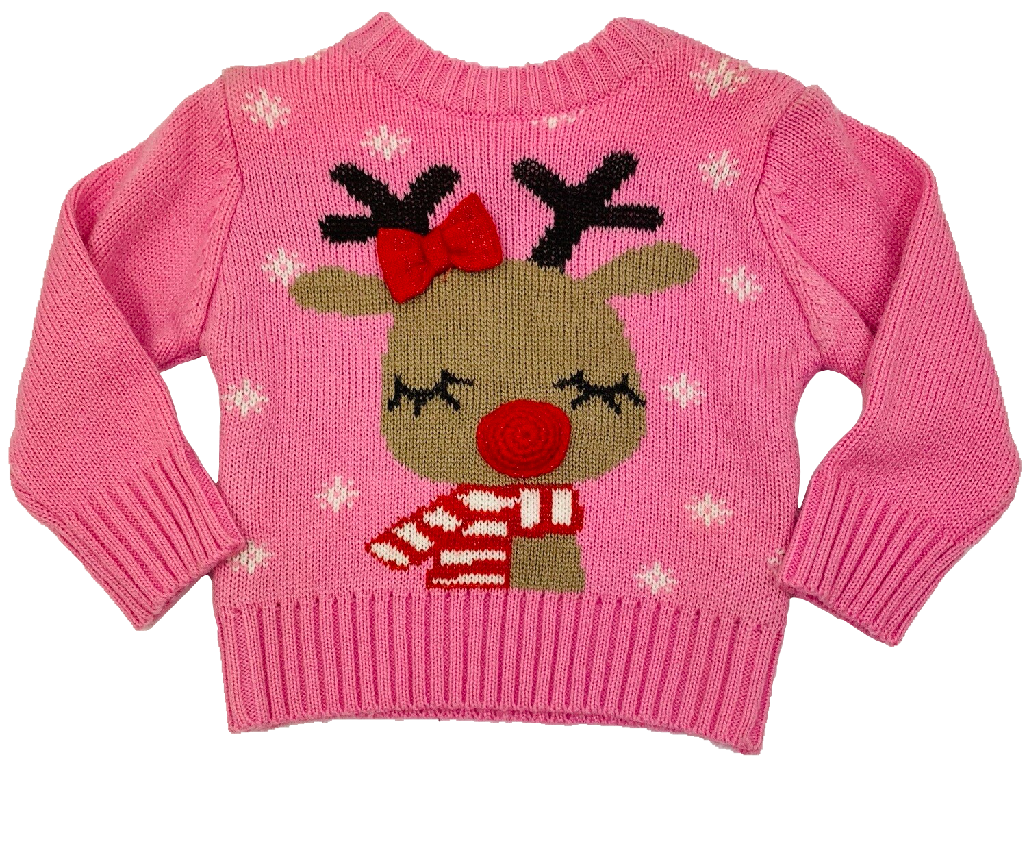 Babies Pink Rudolph Christmas Jumper