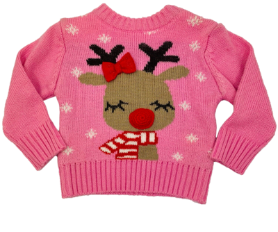 Babies Pink Rudolph Christmas Jumper