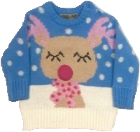 Children's Blue and Pink Rudolph Christmas Jumper