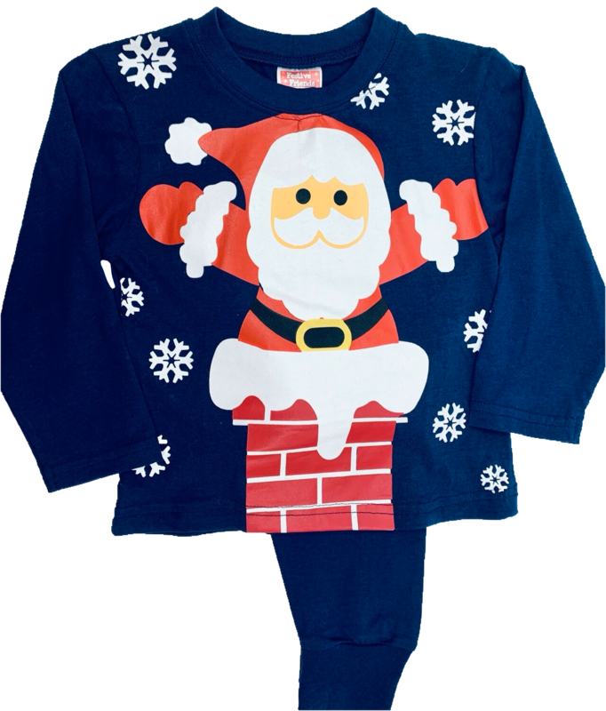 Personalised Navy Santa pyjamas