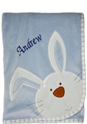 Personalised Blue Bunny Blanket