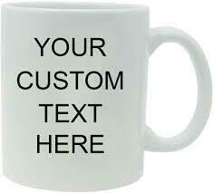 Personalised mug with text